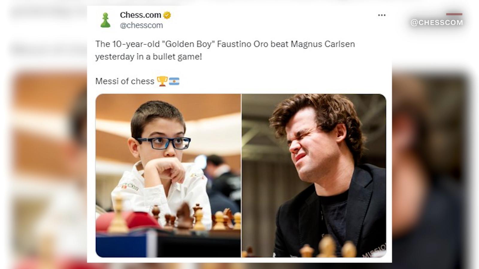 击败国际象棋明星马格努斯·卡尔森的男孩是谁？